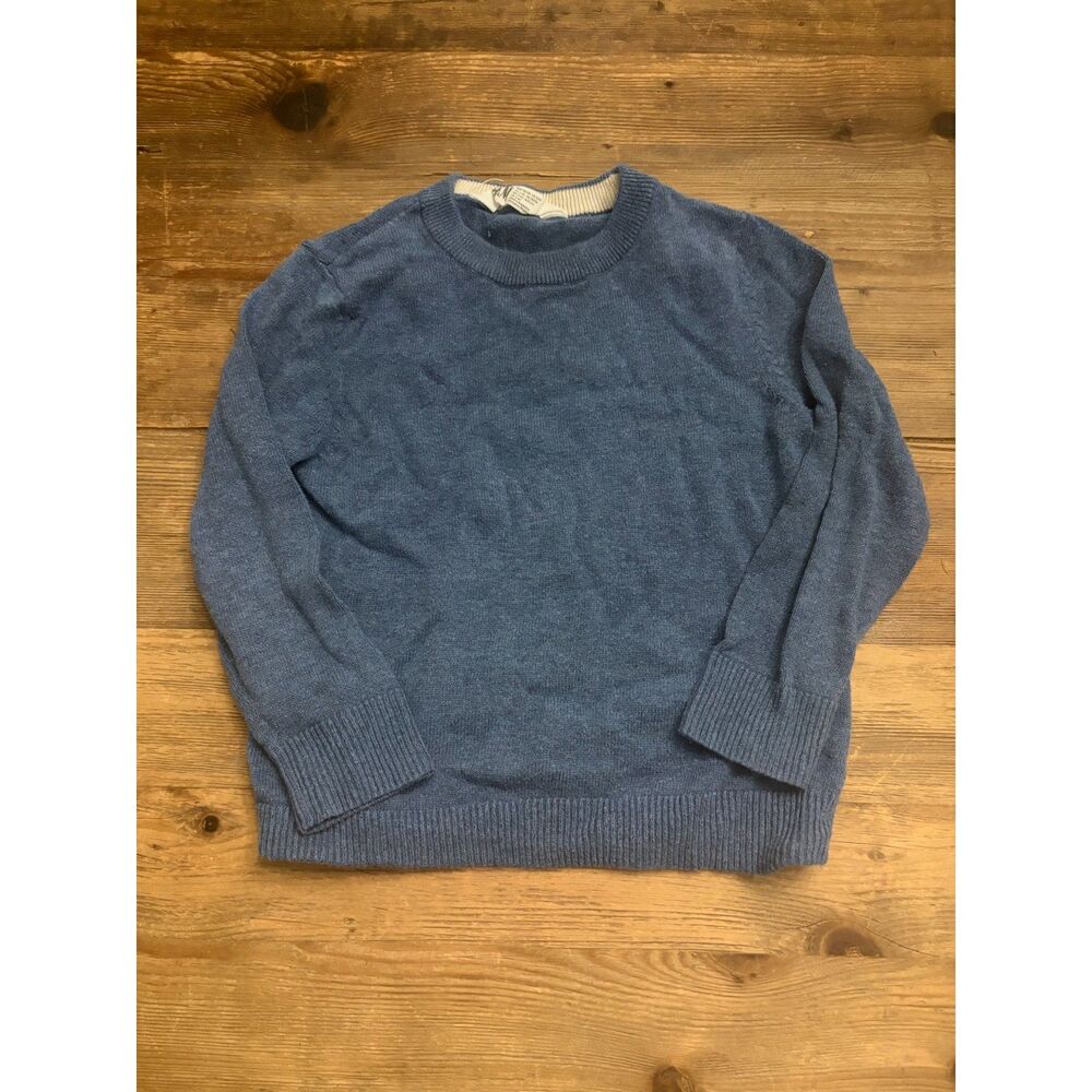 H&M Toddler Blue Cotton Crewneck Sweater 3/4T Long Sleeve Knit Pullover